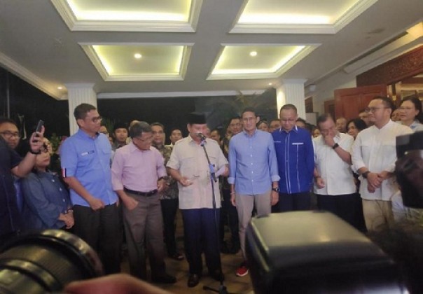 Prabowo menyampaikan sambutan menanggapi putusan MK terkait gugatan Pilpres. Foto: int 