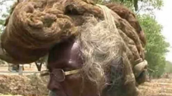 Sakal Dev Tuddu bersama rambut gimbal yang tak pernah dicuci selama 40 tahun. Foto: int 