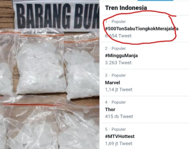 #500TonSabuTiongkokMerajalela jadi trending topik di media sosial (foto/int)