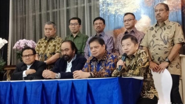 Pertemuan sejumlah parpol pendukung koalisi Jokowi-Ma'ruf Amin yang digelar di Kantor Nasdem, tidak dihadiri PDI Perjuangan. Foto: int 