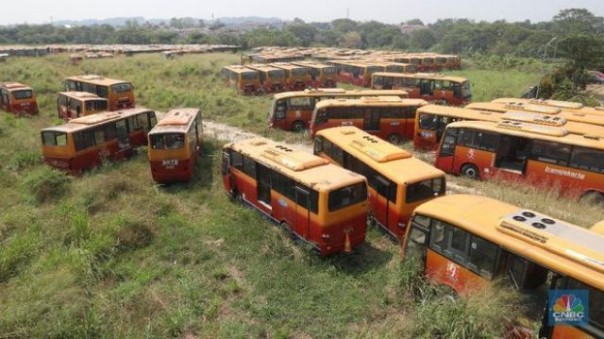 Ratusan bus Transjakarta yang kondisinya kini terlantar. Foto: int 
