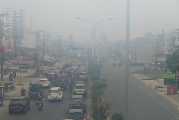 Kabut asap di Kota Pekanbaru belum sirna, hotspot Riau terbanyak di Sumatera (foto/int)