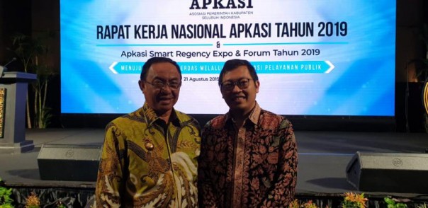 Bupati Kabupaten Inhil, HM Wardan saat mengikuti Rapat Kerja Nasional Asosiasi Pemerintah Kabupaten Seluruh Indonesia (Apkasi) /ADV