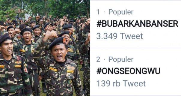 Tagar #BUBARKANBANSER trending topik di Twitter