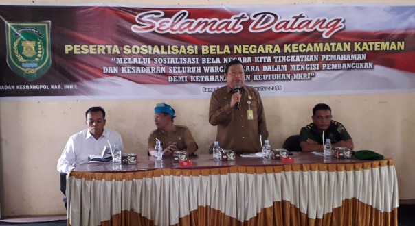 Badan Kesatuan Bangsa dan Politik (Kesbangpol) Kabupaten Indragiri Hilir (Inhil) menggelar Sosialisasi Bela Negara/rgo