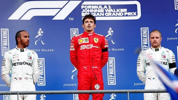  Pebalap Ferrari Charles Leclerc tampil sebagai jawara di balapan F1 Belgia. Foto: int 