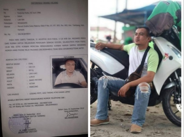 Seorang pengemudi Gojek di Pekanbaru dilaporkan hilang (foto/int)