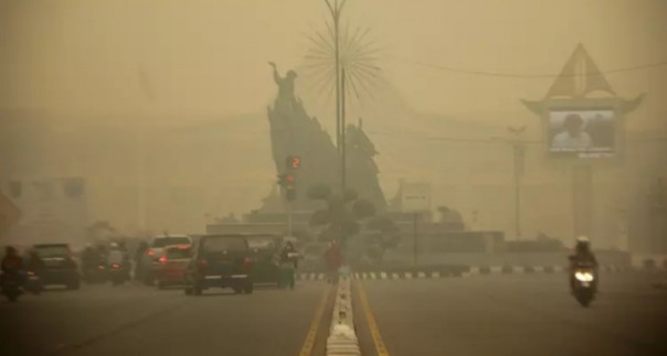 Kondisi Kota Pekanbaru terkena bencana kabut asap para tahun 2014 (foto/int)