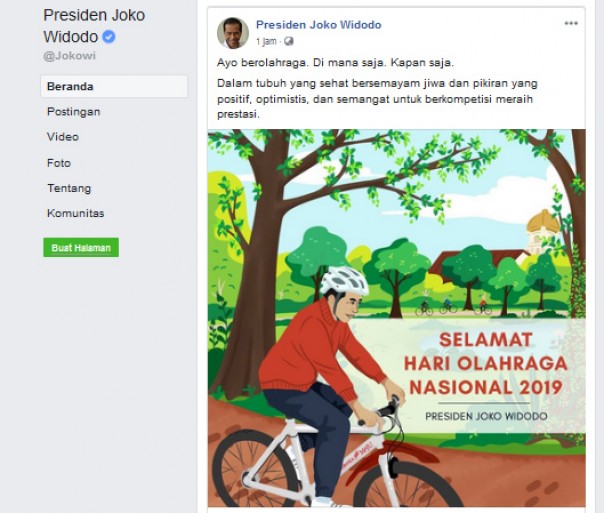 Jokowi Unggah Ucapan Selamat Haornas