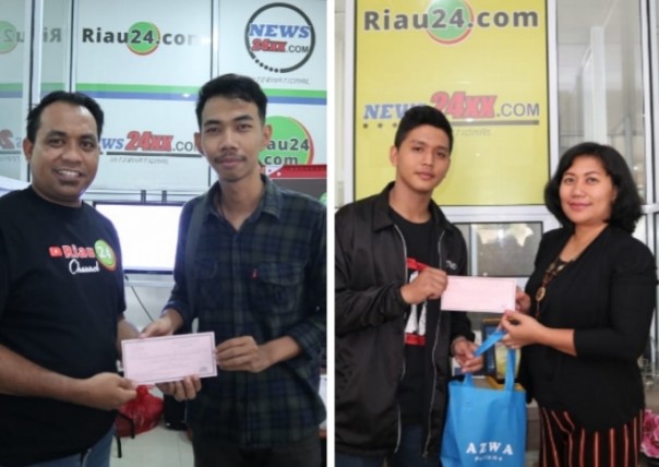 Riau24 bagikan hadiah ke pemenang lomba foto booth dan Vlog Riau24 Channel (foto/int)