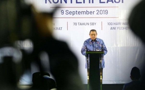 SBY menyampaikan pidato kontemplasi di Cikeas, Senin 9 September 2019 tadi malam. Foto: int 