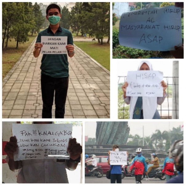 Kabut asap parah dan kualitas udara tidak sehat di Riau buat netizen layangkan protes di Medsos (foto/int)