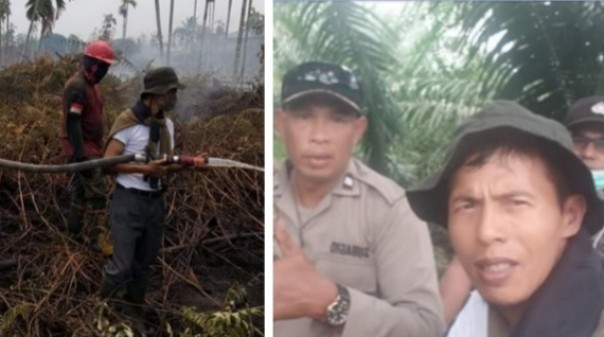 Anggota DPRD Pekanbaru dari PKS, Rois terjun langsung memadamkan Karhutla (foto/int)