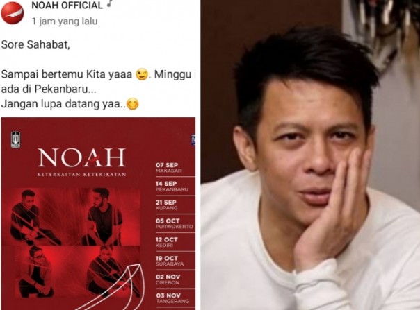 Ariel dan Noah Band tetap akan menggelar konser meski Pekanbaru ada kabut asap (foto/int)