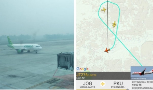 Kabut asap tebal buat empat pesawat terlambat bahkan mengalihkan pendaratan (foto/int)