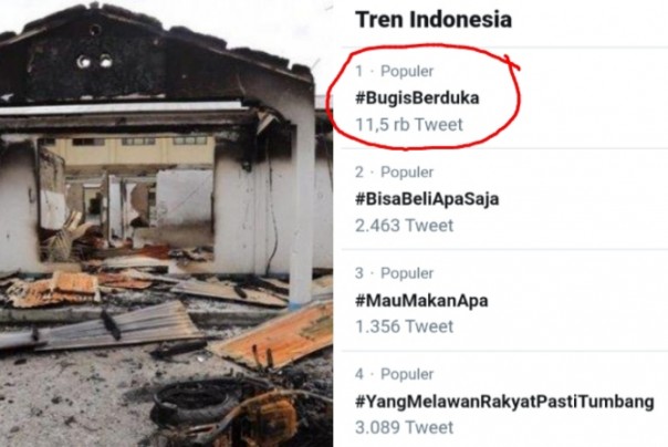 Warganet lambungkan tagar #BugisBerduka (foto/int)