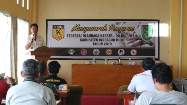 Federasi Olahraga Karate-Do Indonesia (Forki) Kabupaten Indragiri Hilir (Inhil) menggelar Musyawarah Pengurus Tahun 2019 (foto/rgo)