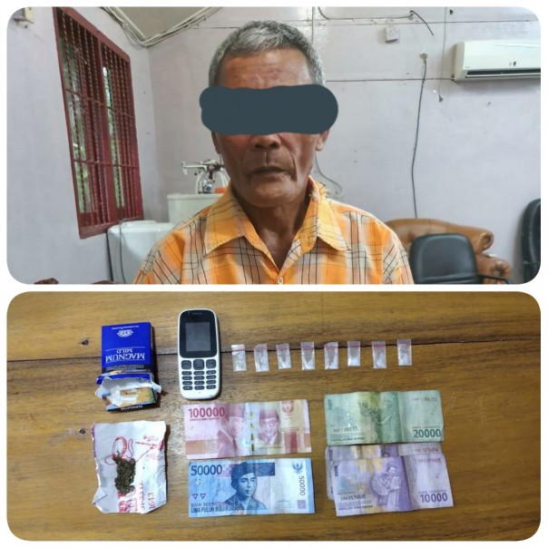 Seorang kakek berinisial SO (54) warga Lapangan Heli KM 12 Desa Buluh Manis, Kecamatan Bathin Solapan, Bengkalis ditangkap polisi (foto/hari)