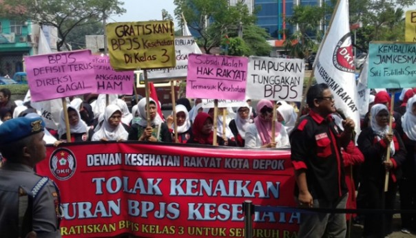 Aksi menolak kenaikan tarif uiran BPJS Kesehatan (Ilustrasi, Foto: int)