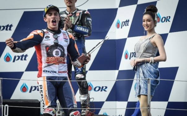 Marc Marquez mengunci gelar juara dunia MotoGP 2019 setelah tampil sebagai yang tercepat di Sirkuit Thailand akhir pekan kemarin. Foto: int 