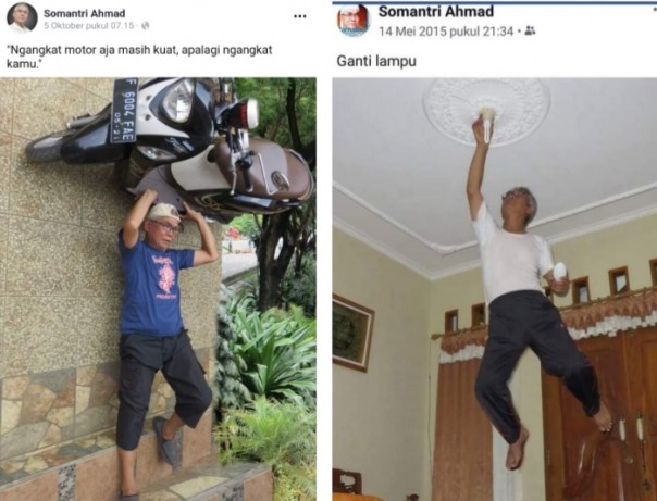 Nama Somantri Ahmad mendadak viral di media sosial gara-gara suka mengedit foto dirinya (foto/int)