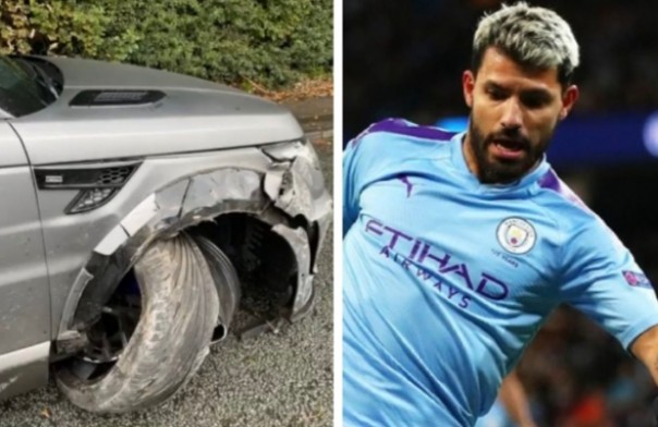 Mobil yang dikendarai penyerang Manchester City kecelakaan (foto/int)
