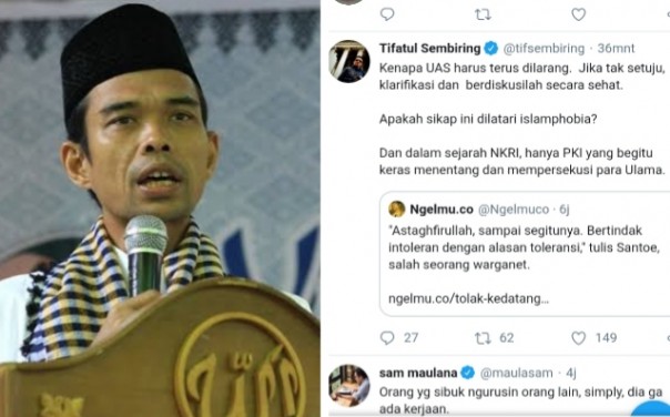 Politisi PKS Tifatul Sembiring komentari penolakan ceramah Ustaz Abdul Somad (foto/int)