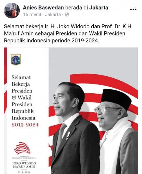 Anies Baswedan Ucapkan Selamat untuk Jokowi