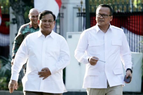 Ketua Umum Partai Gerindra Prabowo Subianto dan Wakil Ketua Umum Partai Gerindra Edhy Prabowo saat memenuhi panggilan Jokowi