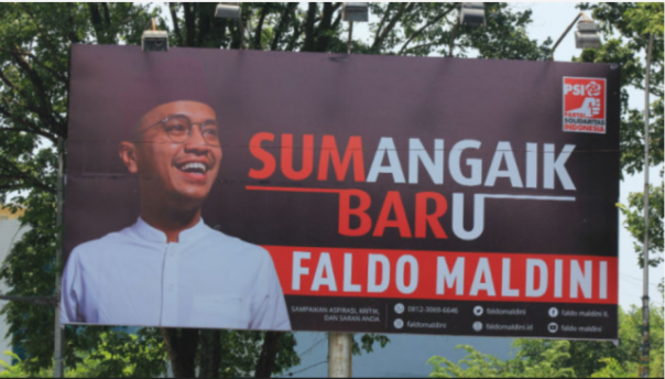 Salah satu baliho Faldo Maldini yang terpampang di Kota Padang. Foto: int 