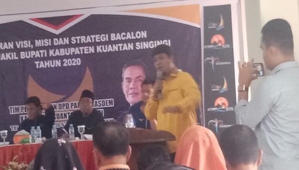 DPD Partai Nasdem Kuantan Singingi menggelar penyampaian visi dan misi Bakal Calon Bupati dan Wakil Bupati Kuansing (foto/Zar)