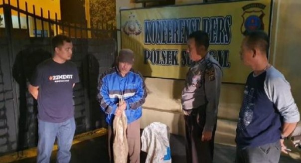Salah satu pembuang bangkai babi di sumatera utara ditangkap polisi (foto/int)