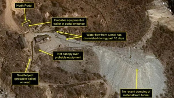 Penampakan lokasi pascauji coba senjata nuklir Korut pada 2017 (Foto: AFP)