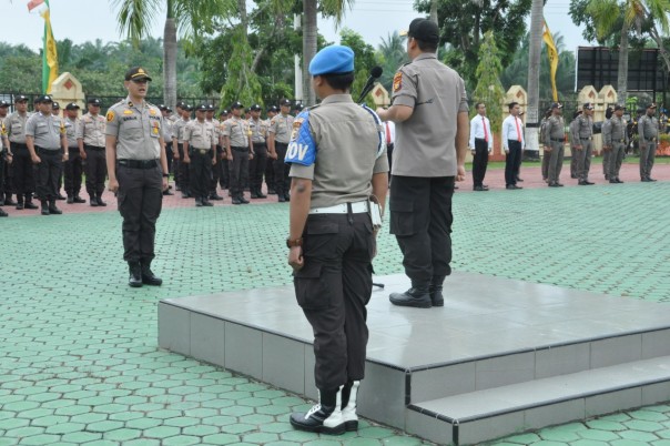 Apel Kesiapan Pengamanan TPS dalam rangka Pemilihan Penghulu Kampung (Kepala Desa) serentak di Siak (foto/lin)