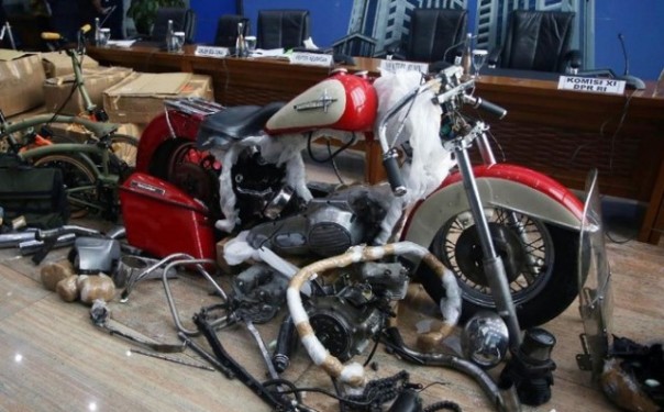 Motor Harley Davidson yang disita Kementerian Keuangan terkait skandal Dirut Garuda Indonesia. Foto: int 