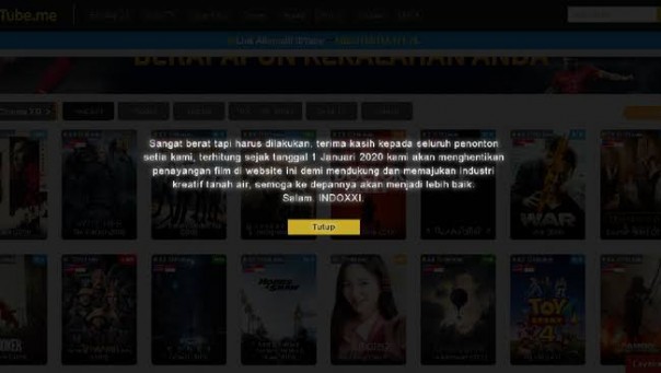 Mulai 1 Januari 2019, situs streaming populer di Indonesia akan menutup situsnya