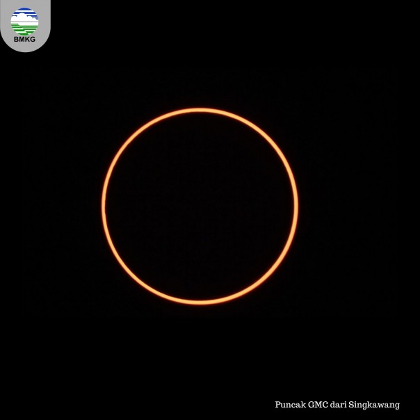 Dokumentasi Gerhana Matahari Cincin sempurna oleh BMKG di daerah Singkawang, Kalimantan Barat. (R24/twitter)