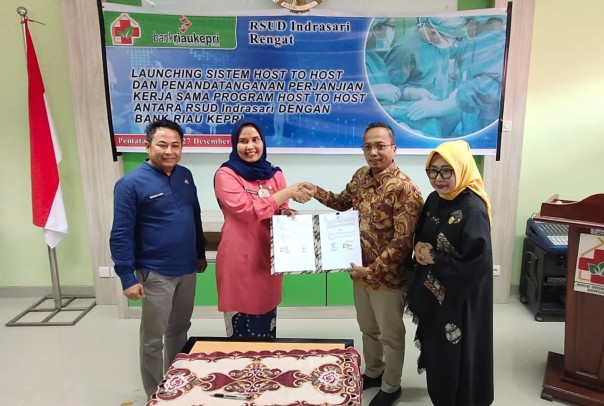 Rumah Sakit Umum Daerah (RSUD) Indrasari Rengat melaksanakan Launching Sistem Host to Host Pembayaran Pasien (foto/rou)