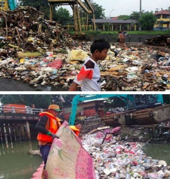 Banyaknya sampah di aliran sungai di Jakarta diduga penyebab banjir (foto/int)