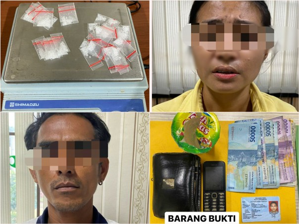 Tersangka pengedar narkoba diamankan Satresnarkoba Polresta Pekanbaru di Kampung Dalam. (Foto. Istimewa)