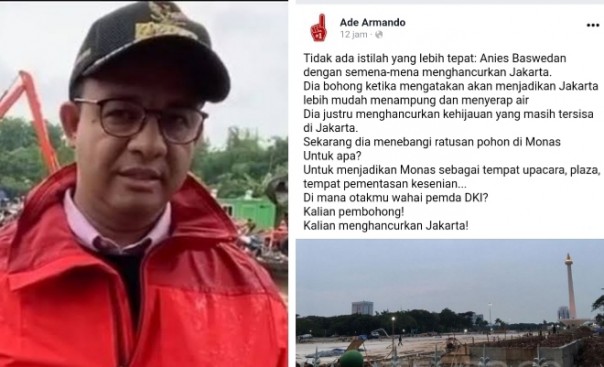 Ade Armando kembali kritik kebijakan pemerintahan Gubernur DKI Jakarta Anies Baswedan (foto/int)
