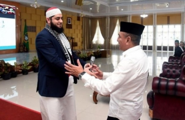 Gubernur Sumatera Utara (Sumut), Edy Rahmayadi berjumpa ulama dari Gaza, Palestina (foto/int)