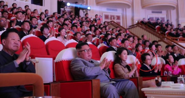 Kim Kyong Hui, tante Kim Jong Un, (dilingkari) muncul pertama kali ke publik setelah enam tahun di acara tahun baru Cina 2020. Foto: int 