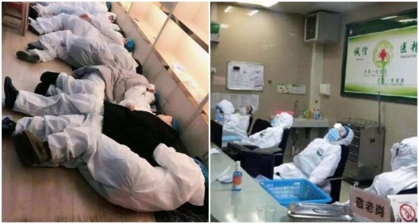 Kelelahan Mengobati Pasien Virus Corona, Foto Dokter yang Tengah Tertidur Di Lantai Rumah Sakit Jadi Viral di Weibo
