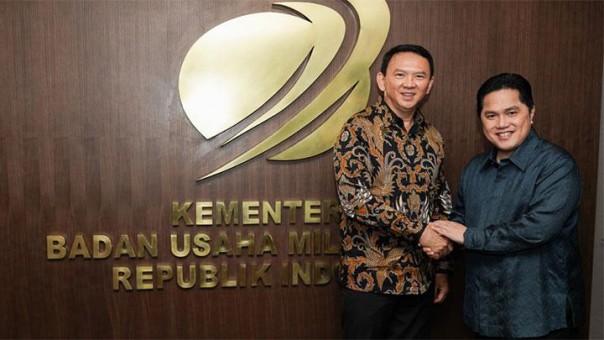 Komisaris Utama Pertamina Basuki Tjahja Purnama bersama Menteri BUMN Erick Tohir