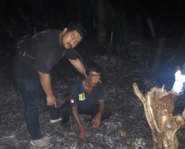 Pria di Mandau ditangkap polisi gara-gara bakar lahan (foto/Hari)