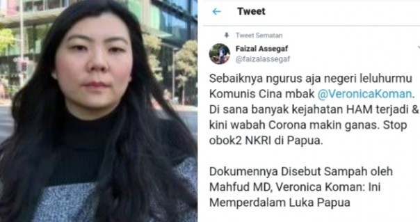 Faizal Assegaf komentari Veronica Koman yang protes ke Mahfud MD soal dokumen korban di Papua (foto/int)