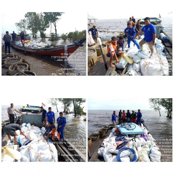 Satuan Polisi Perairan dan Udara (Sat Polairud) Polres Bengkalis menerima pelimpahan penegahan penyelundupan barang-barang bekas asal Malaysia dari Mabes Polri (foto/int)