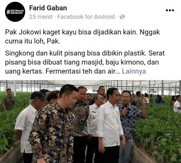 Farid Gaban sentil Jokowi karena kaget serat kayu bisa jadi kain