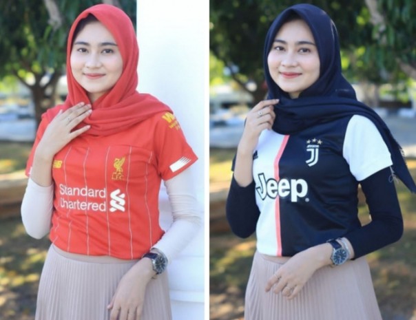 Gadis Aceh cantik Ririn unggah pakai jersey klub bola (foto/int)
